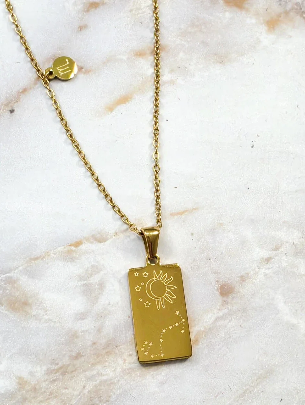 Scorpio Zodiac Tarot Card Necklace 18K Gold Plated Titanium Steel Double-Sided - Picture 10 of 10
